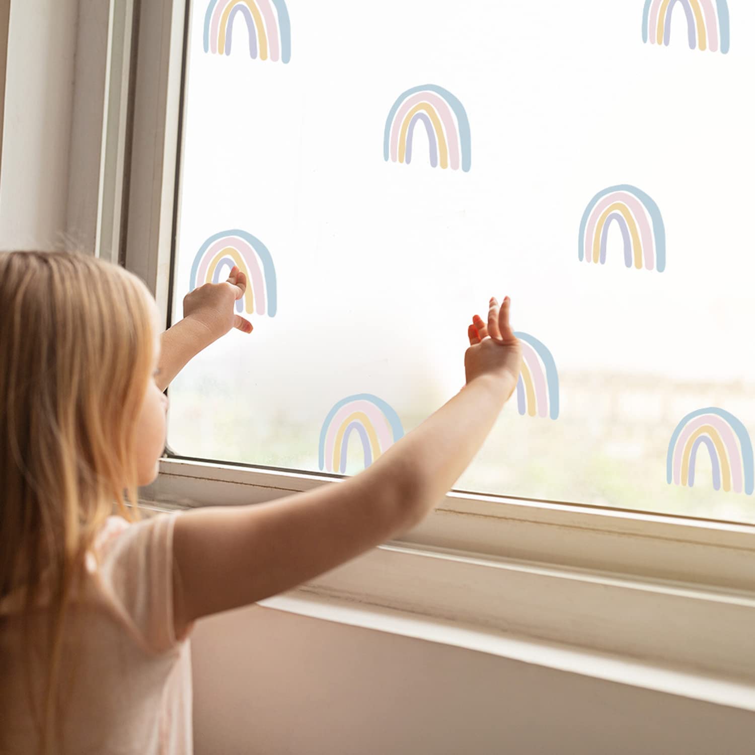 Rainbow Wall Sticker Stickers Easy Peel and Stick Wall Nursery Bedroom Wall Decor,Window Decal for Kids Bedrooms, Nursery, Baby Room, Play Room, Kids Room, Removable Vinyl Stickers (P80)