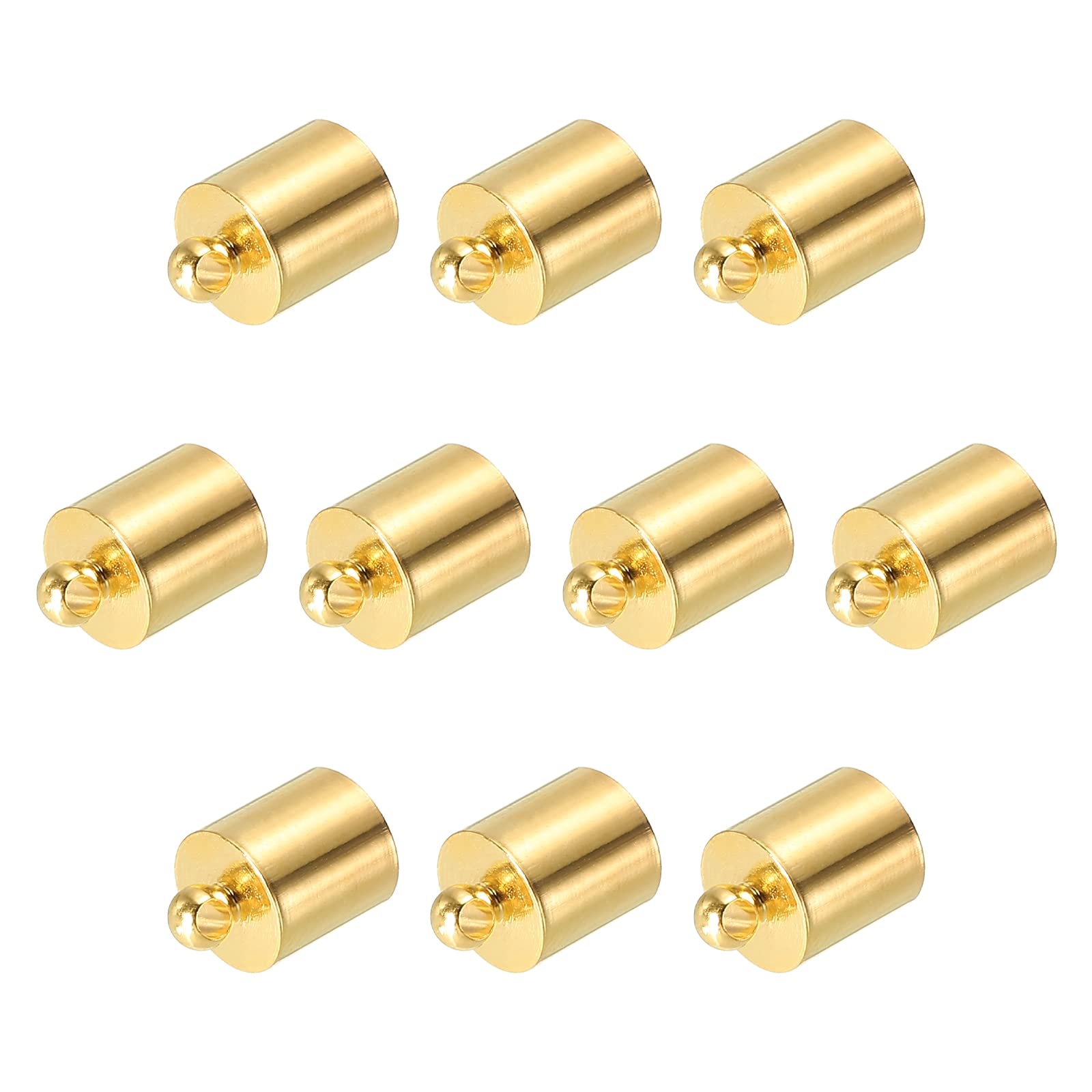PATIKIL 50Pcs Cord End Caps, 7.6mm End Cap Barrel Beads Kumihimo End Caps Brass for Leather Cord, Tassels, Jewelry Making 12mm Length Light Gold
