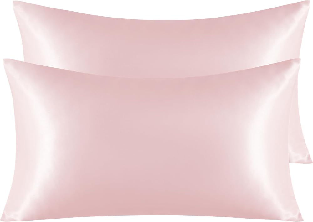 NTBAY Silk Satin Pillowcases 2 Pack 50x90 cm Light Pink Envelope Closure