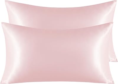 NTBAY Silk Satin Pillowcases 2 Pack 50x90 cm Light Pink Envelope Closure