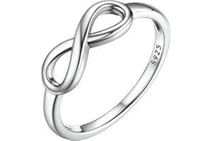 Bestyle Simple S925 Sterling Silver Infinity Knot Rings Cubic Zirconia Rings, Nice Cute BFF Friendship Rings, Dainty Eternity Promise Wedding Bands Perfect Every Day Ring, Size 4-12, Words Engavable