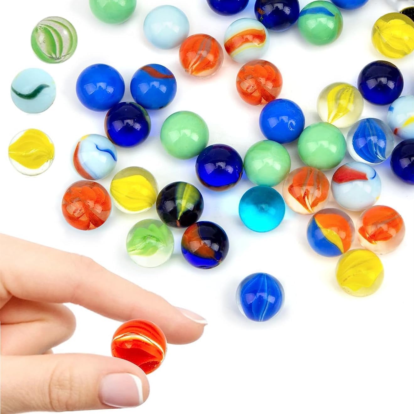 Tokaneit 80 Colourful Marbles, 16 mm Glass Marbles, Colourful Glass Marbles with Cat Eyes, Suitable for Outdoor Activities, Home Decor and Craft Projects