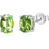 Natural Garnet/Amethyst/Peridot/Citrine/Sky Blue Topaz Gemstone Stud Earrings for Women, 925 Sterling Silver Birthstone Earrings hypoallergenic, Jewelry Gifts for Her Birthday