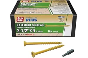 Grip-Rite L212STT1 PrimeGuard Plus #9 x 2-1/2" Wood to Wood Deck Screw, Tan, 1lb Box