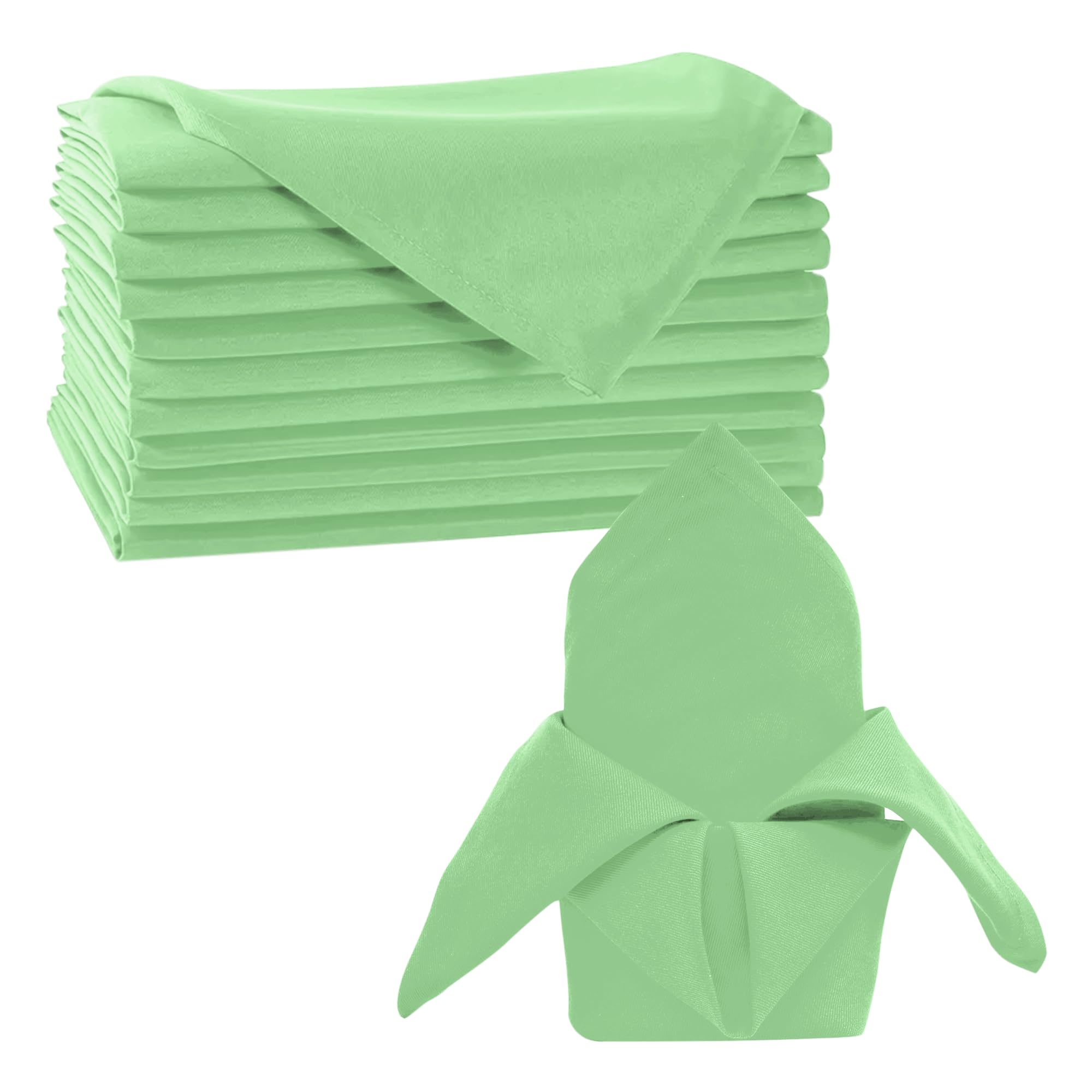Trimming Shop 20 Inch Apple Green Polyester Table Napkins, 50x50cm Square, Reusable, Wrinkle-Resistant Cloth Napkins for Dinner Parties, Events, Weddings, Restaurants & Hotels, 10pcs