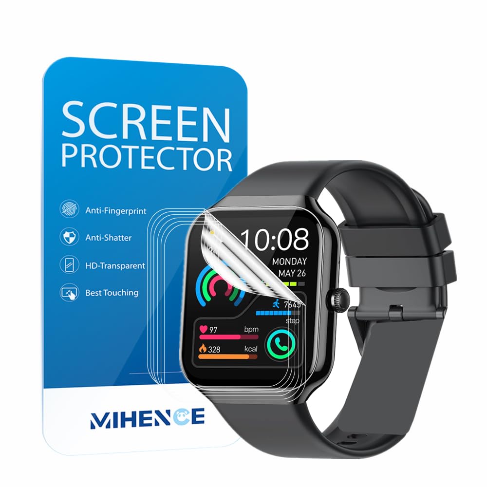 MIHENCE Screen Protector for P98 / P99 1.96 Inch Smartwatch, TPU HD Screen Protector Compatible for Togala/Jugeman/Fempoin 1.96 Inch Smartwatch P99 [ 6 PCS ]