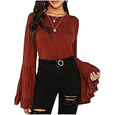 Floerns Women's 70s Western Flowy Bell Sleeve Blouse Tops Shirts