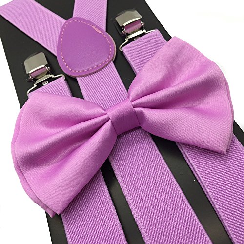 Awesome Light Purple Wedding Accessories Adjustable Bow Tie & Suspenders