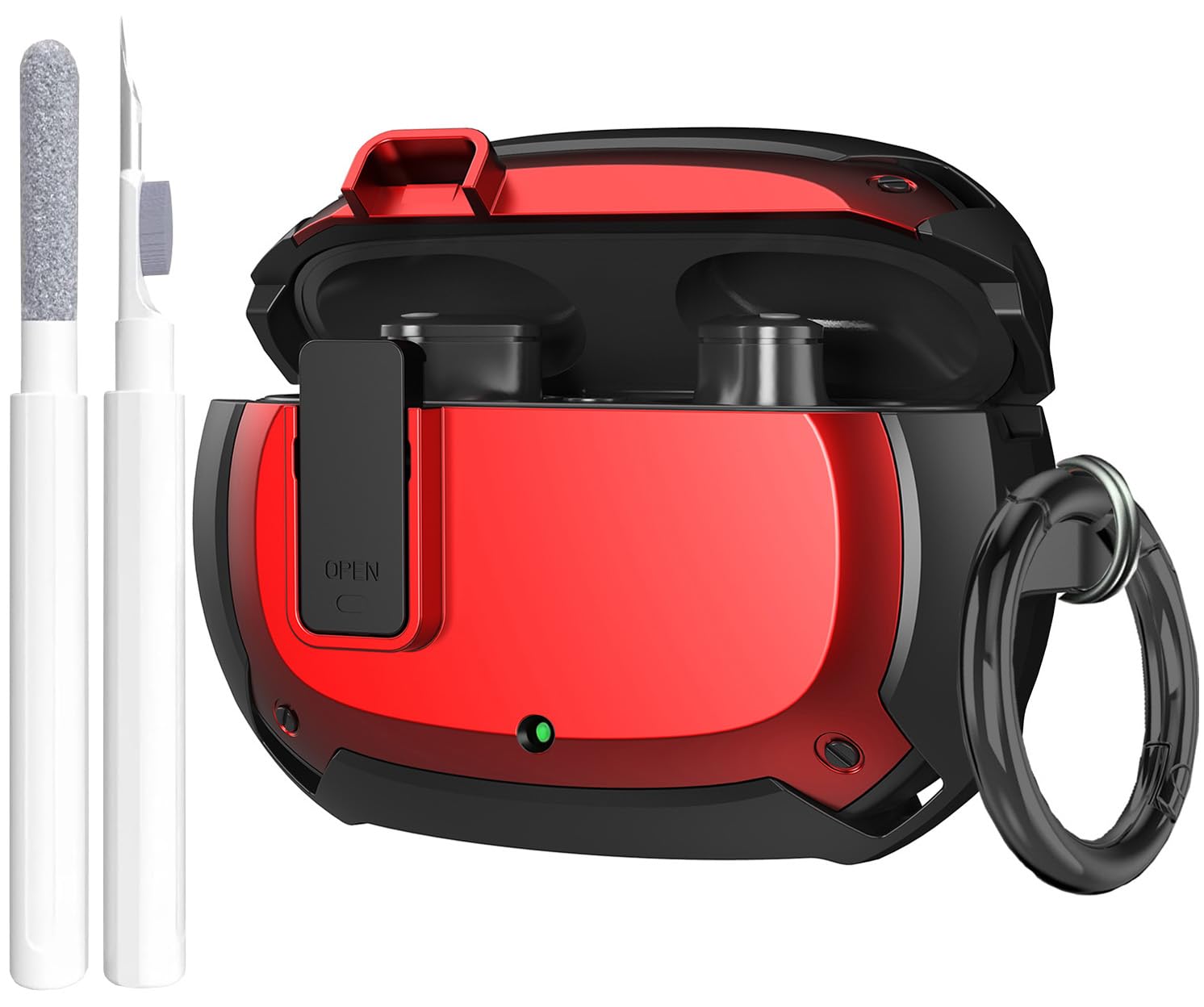 Photo 1 of Studio Buds/Studio Buds+ Case Cover 2021/2023 Men Lock Clip with Cleaning Kit, GARTOO Protective Case with Cleaning Tool Compatible with Studio Bud Plus for Women Girls Kids Black/Red