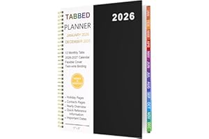 2026 Planner Weekly and Monthly - From January to December 2026, A4 Spiral Binding Agenda with Monthly Tabs, Wirebound, Pocke