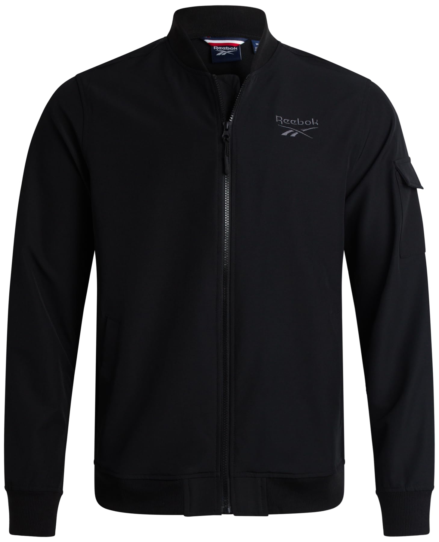 Photo 1 of Reebok Mens Rain Jacket - Full Zip Up Lightweight Water Resistant Windbreaker Soft Shell Collar Rain Coat for Men (S-XL), Size Medium, Black