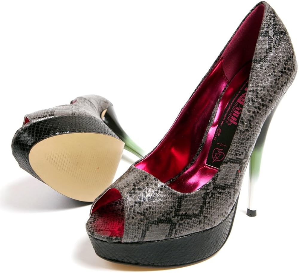 RuPaul's Drag Race Ana Conda Peep Toe Charcoal 14M Shoes