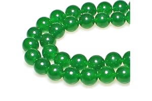 MJDCB Stone Beads Green Jade Round Loose Beads for Jewelry Making DIY Bracelet Necklace (8mm)
