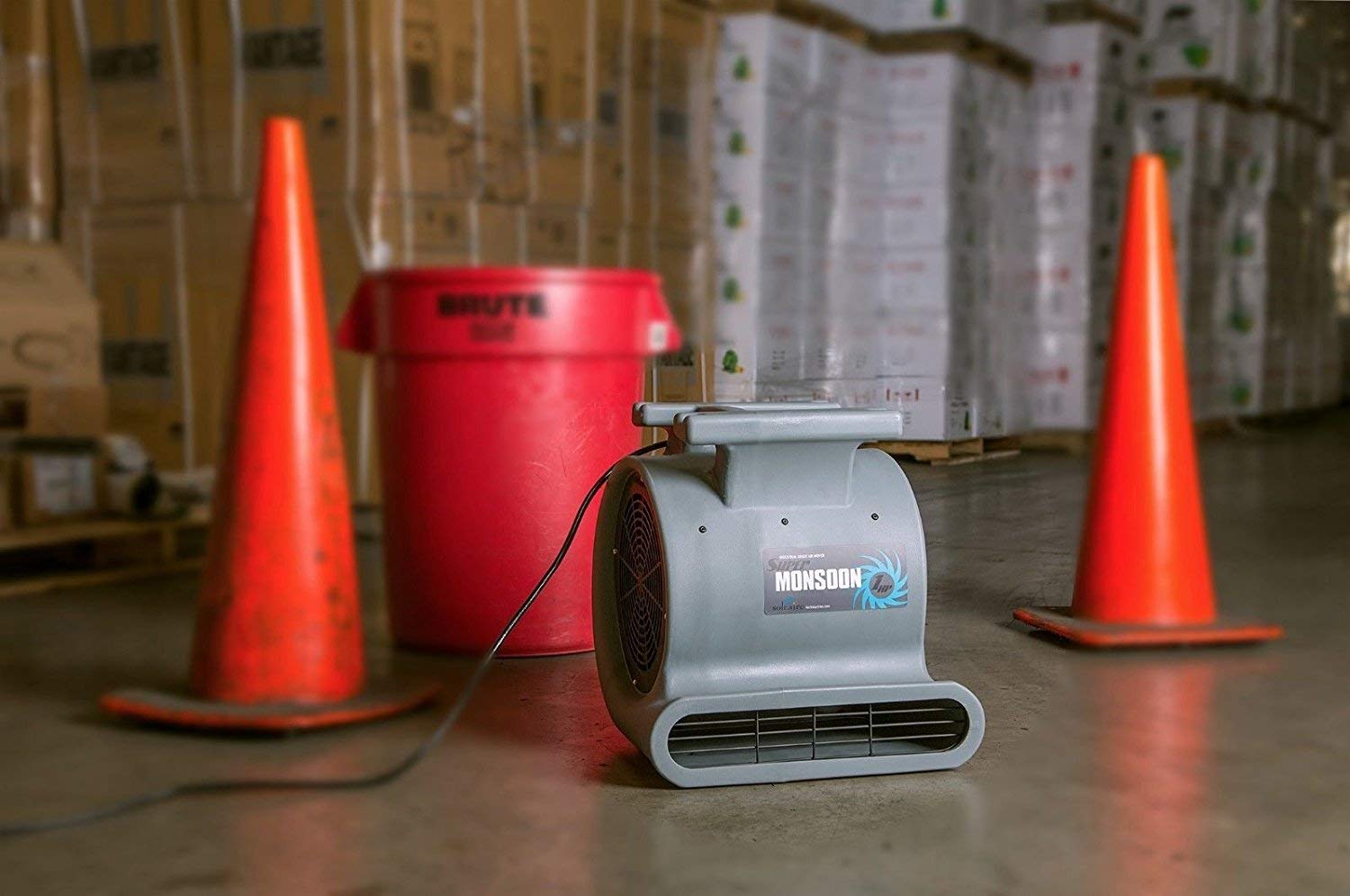 Soleaire Super Monsoon SA-SM-1HP-GY Air Mover Blower Fan Carpet Dryers for Professional Carpet Cleaner Janitoral Floor Dryer Services 1 HP CE Certified Water Damage Flood Restoration, Gray