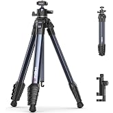 ULANZI Ombra ⅡCamera Tripod 61.5 Inch, 360&deg; Ball Head Travel Tripod Stand with Uka Quick Release Plate for DSLR Sony Canon Fujifilm Camera Smartphone Vlogging Photography with Phone Mount Carry Bag