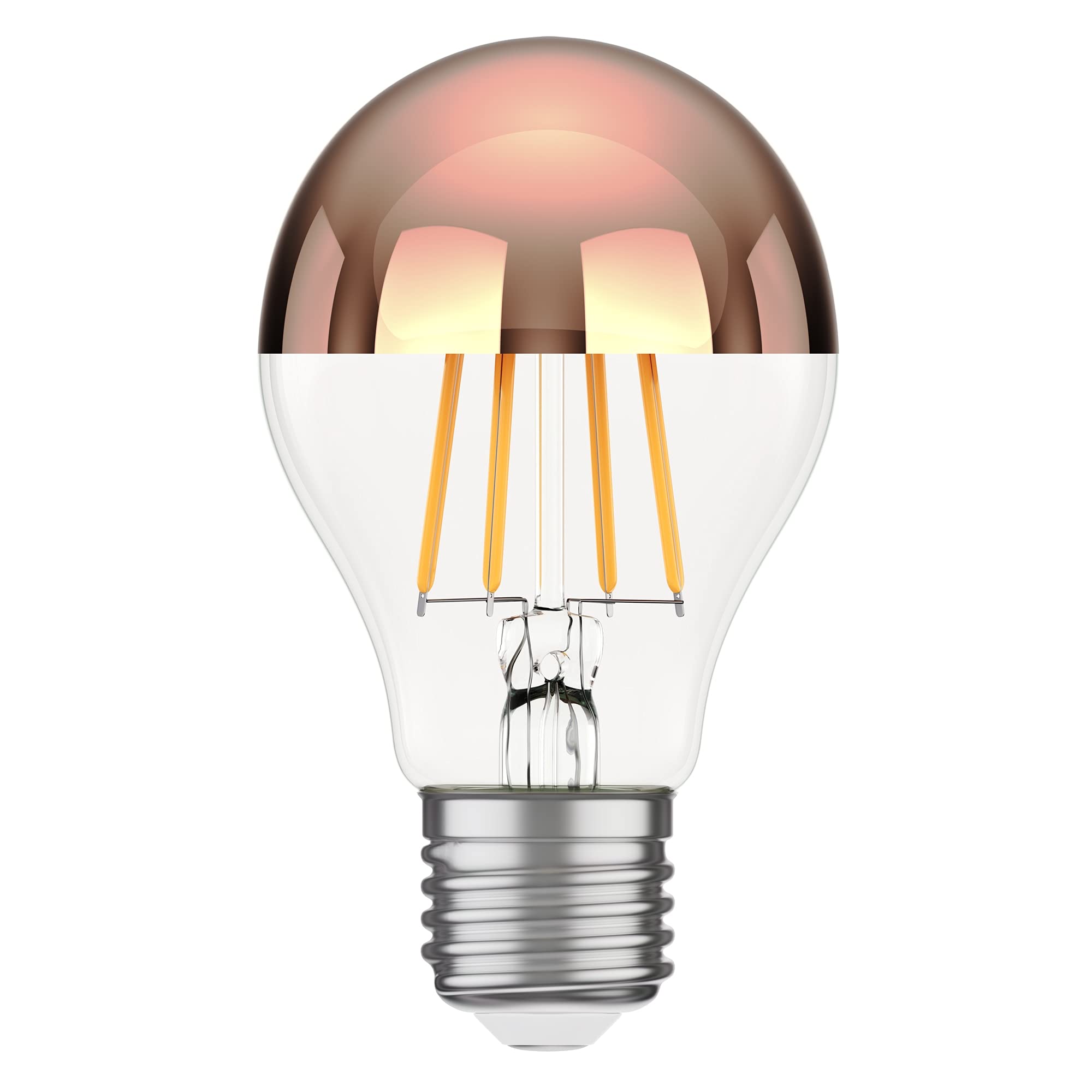 ledscom.de E27 LED Bulb, A60, Warm White (2600 K), 7.5 W, 839lm, Head Mirror (Rose Gold) — image 1