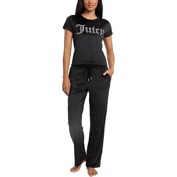 Juicy Couture Women's Ribbed Long Sleeve Top and Wide Leg