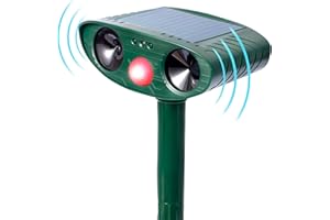 SSNMEI Ultrasonic Animal Repeller, Solar Powered Animal Repellent, Waterproof Animal Deterrent Devices Outdoor Repels Cat, Dog, Fox, Derrent, Rat, etc