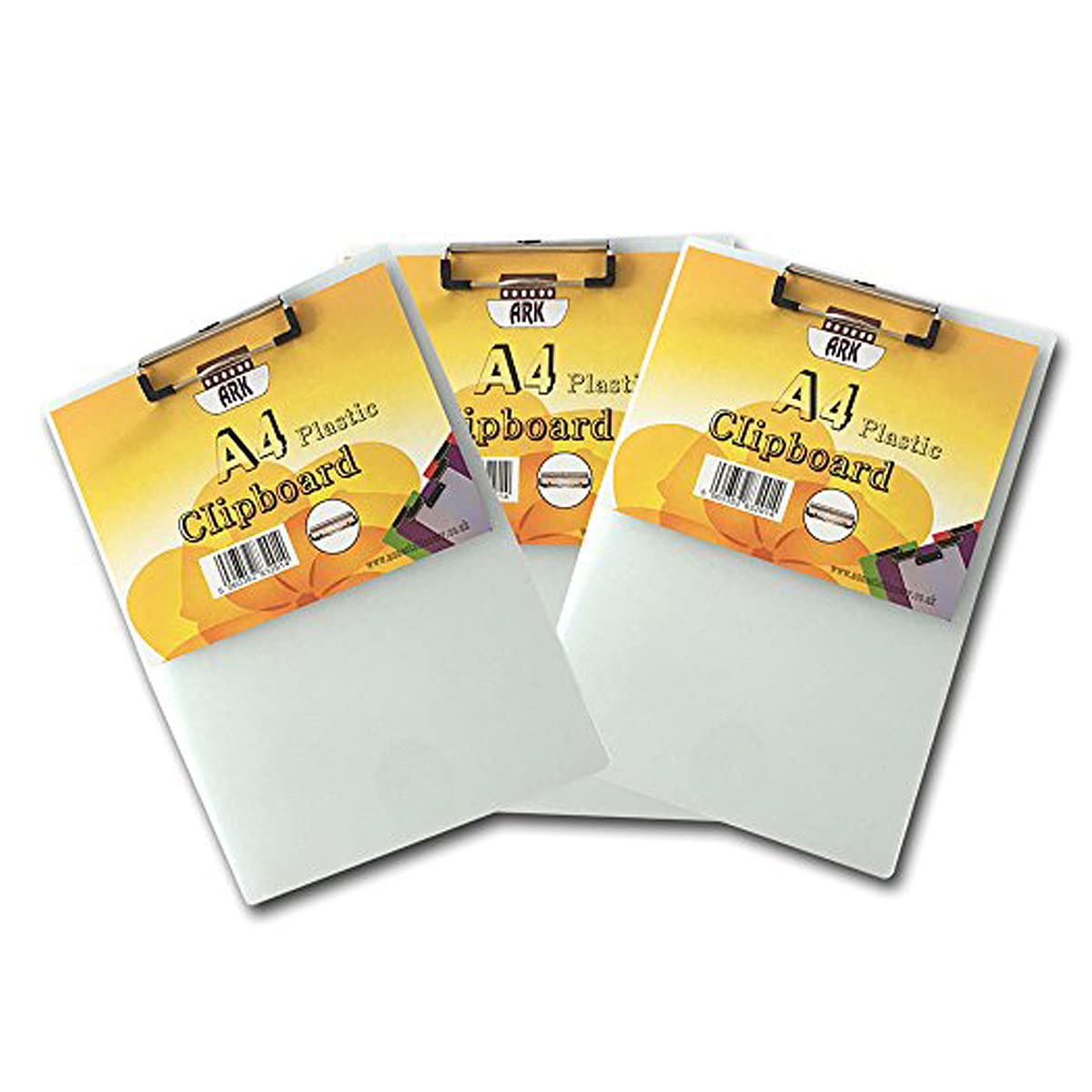 3 X A4 Clip Board Durable frosty clear (Value pack) By Ark