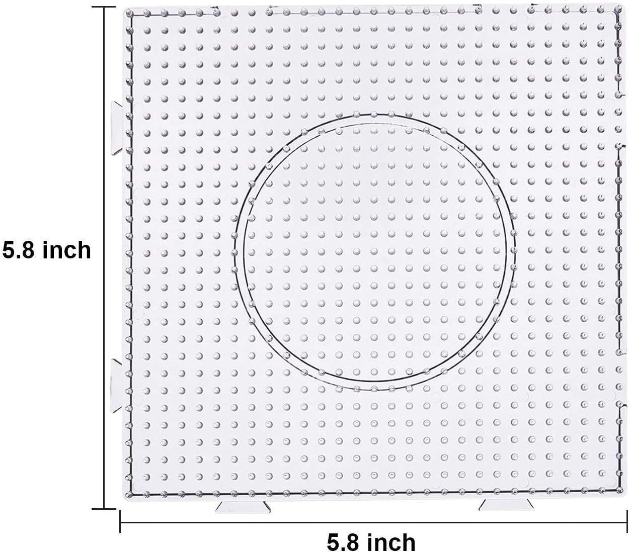 H&W 4PCS 5mm Fuse Beads Boards, Large Clear Pegboards Kits, with Gift 4 Lroning Paper (WA3-Z1)