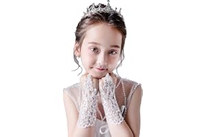 LeJulyeekay Lace Communion Gloves Wedding Pageant Princess Flower Girls Gloves