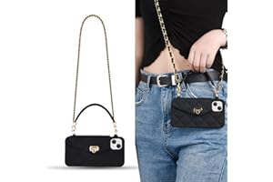 Yatchen Wallet Case for iPhone 17,Crossbody Phone Case with Lanyard Strap Cute Flip Folio Credit Card Holder Soft Silicone Girls Lady Handbag Case for iPhone 17 Black