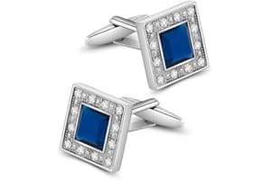 MERIT OCEAN Blue Navy Swarovski Crystal Square Cufflinks for Men Classical Swarovski Cuff Links with Gift Box Elegant Style