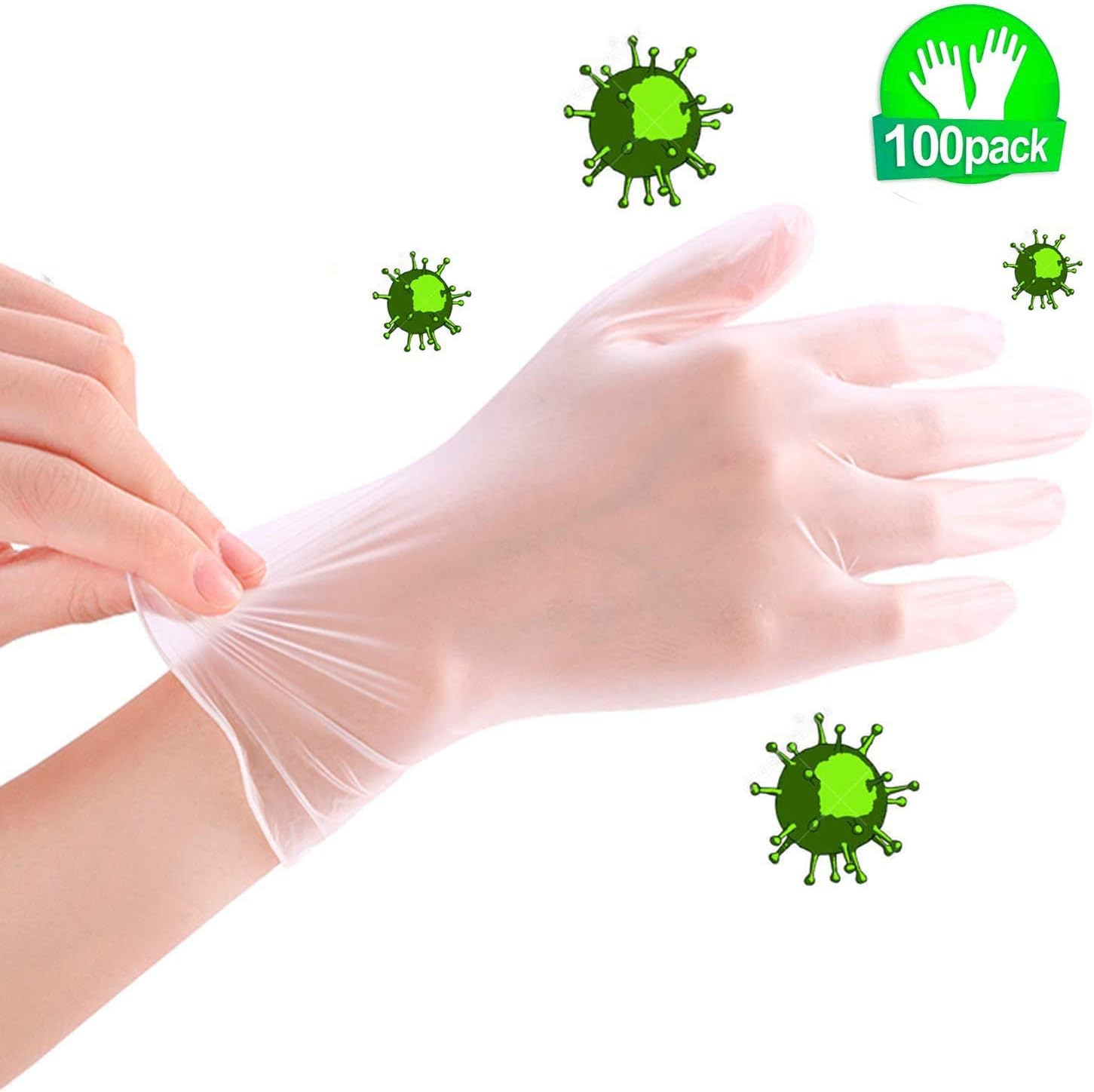 FD Nitrile Disposable Gloves,100 PCS Powder Free Rubber Latex Free Medical Exam Gloves Non Sterile Ambidextrous Comfortable Industrial Transparent Rubber Gloves for Men, Women, Medium,Large (Large)