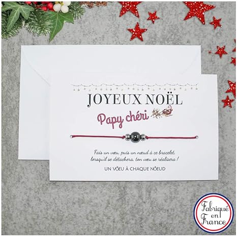 Carte De Voeux Joyeux Noel Papy Cheri Bracelet Porte Bonheur 1 Hematite Enveloppe Fabrique En France Idee Cadeau De Noel Pour Papy Et Grand Pere Amazon Fr Fournitures De Bureau