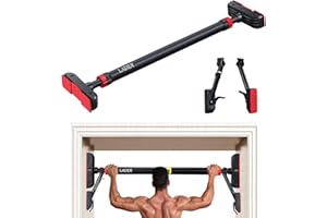 LADER Pull Up Bar for Doorway, Strength Training Pull-Up Bars with No Screw, Chin Up Bar with Suppprt Frame,Level Mete, Max Load Bearing 1100LBS