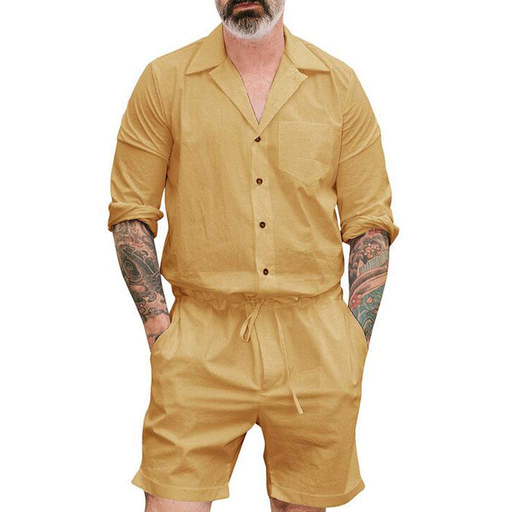 OMINA Mens Jumpsuit Loose Fit, Fashion Casual Summer Beach Cool Clothes