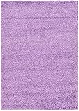 Unique Loom Solo Solid Shag Collection Modern Plush Lilac Rectangle (4' x 6')
