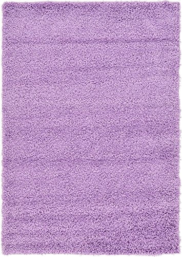 Unique Loom Solid Shag Collection Lilac 4 x 6 Area Rug (4' x 6')