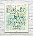 Delight yourself in the Lord, Psalm 37:4, Christian Art Print, Unframed, Vintage Bible Verse Scripture Abstract Watercolor Encouragement Wall Decor Poster Gift, 8x10 Inches