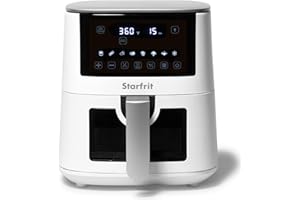Starfrit Electric Digital Air Fryer - 4.2L Capacity - Ceramic Non-Stick Surface - 8 Preset Functions - Viewing Window -1400W