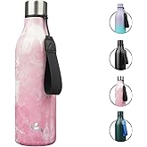 Insulated Water Bottle with Strap,25 oz Double Wall Stainless Steel Vacuum Bottles Metal Water Flask,Blossom