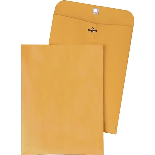 Quality Park 11-1/2 x 14-1/2 Clasp Envelopes, Clasp and Gummed Closures for Storing or Mailing Large Documents, 28 lb Kraft Paper, 100 per Box (QUA37905)