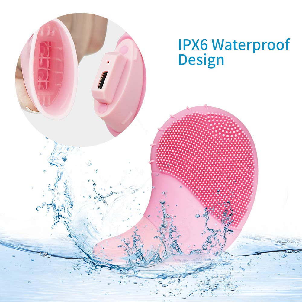 Sonic Facial Cleansing Brush, Electric Silicone Face Brush and Massager, Waterproof Silicone Face Scrubber for Deep Cleansing, Exfoliating, Blackhead Removing, Rechargeable,Portable: Beauty
