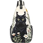 MEUUD Dog Paw Sling Bag for Women Men Chicken Crossbody Bags Sunflower Chest Bag Gothic Skull Daypack Shoulder Backpack (cat-2)