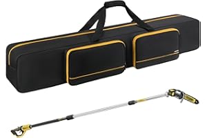 JAFFZORA Pole Saw Bag Compatible with Dewalt/Worx/Greenworks/EGO Power+/Black+Decker Electric Telescoping Chainsaw, Cordless Power Saw Storage Case for Extension Tree Trimmer Attachment, Black&Yellow