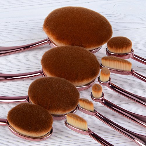 Ammiy 10-Piece Oval Makeup Brush Set