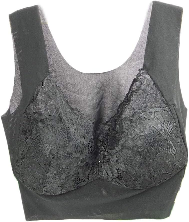 POQOQ Bra Women Seamless Tank Tops Lace Gathered Wire Free Underwear Shaping Bras