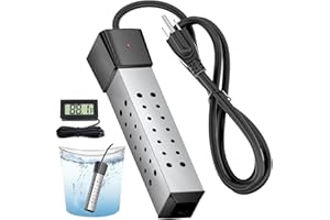 AISPAMA Immersion Water Heater,Pool Heater for Inflatable Pool, Portable Hot Tub Heater with Stainless Steel Protection Guard and LCD Digital Thermometer,Heat Water Fast in Small Pool,Bucket and Bathtub.