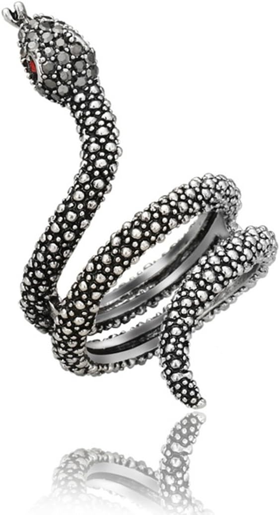 Yfnfxl Womens Cool Red Crystal Black CZ Snake Ring Vintage Jewelry Rings for Men and Women