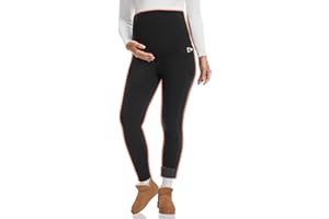 Happy.angel Women's Maternity Fleece Lined Leggings with Pockets Thick Thermal Pregnancy Yoga Pants Warm Winter Plus Size
