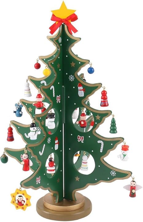 Amazon Co Jp Gangyi デスクトップ木製クリスマスツリー装飾クリスマスおもちゃミニ装飾品 ホーム キッチン