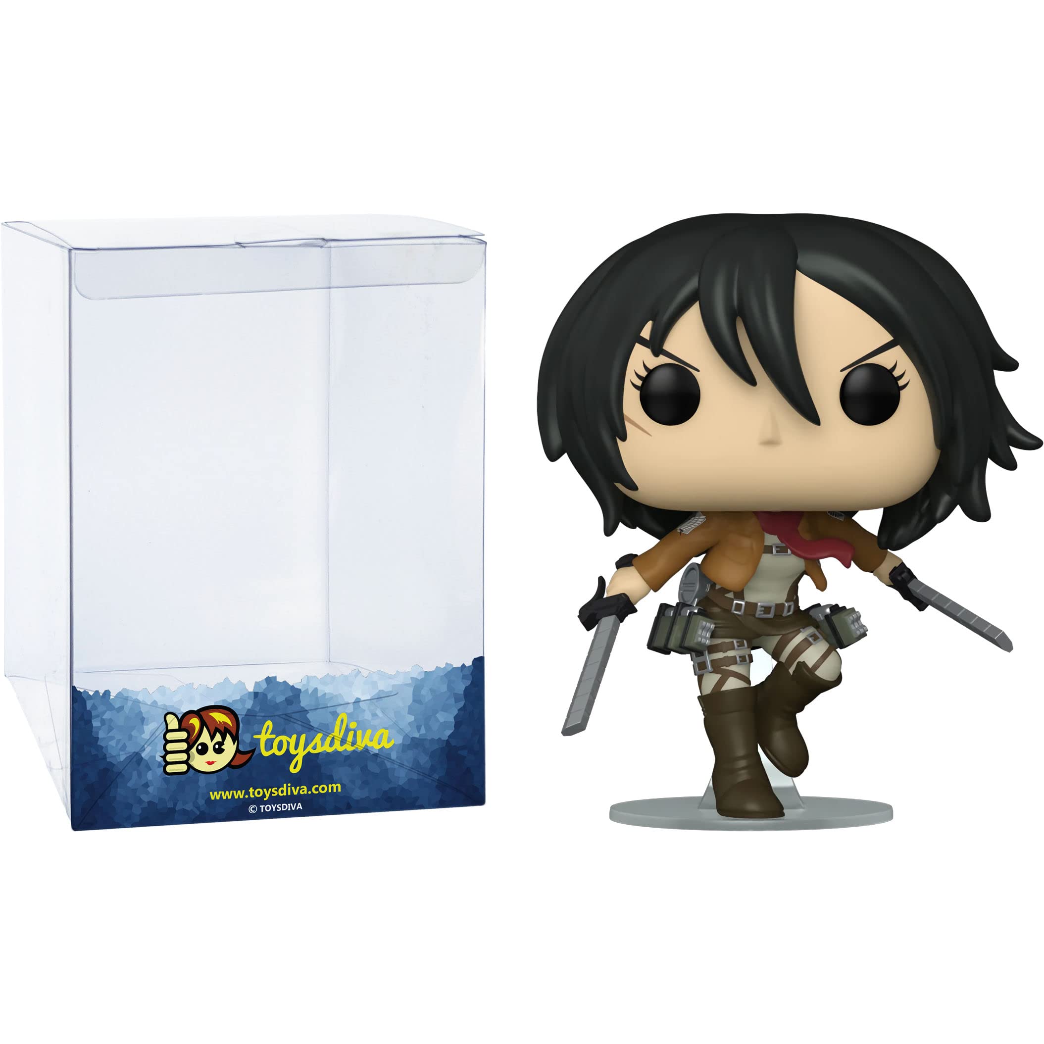 Mikasa Ackermann: P o p ! Animation Vinyl Figurine Bundle with 1 Compatible 'ToysDiva' Graphic Protector (1166 - 57981 - B)
