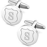 HHGEE XING Cufflinks for Men Initial Classic Round Stainless Steel Letter Cuff Links Mens Shirt CuffLinks Business Wedding Gifts
