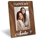 Auntie Photo Gift for Best Aunt, I Love My Auntie Photo Frame, Holds 4 x 6 Inch Photo, Farmhouse Wooden Picture Frame Gift, Aunt Birthday Christmas Gift Idea, Mother's Day Gift for Aunt