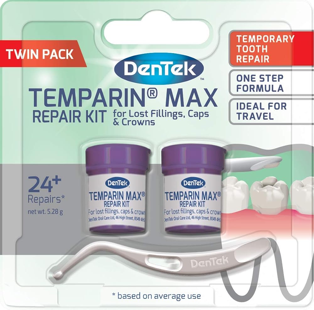 DenTek Temparin Max Dental Repair Kit Twin Pack for Fillings & Crowns
